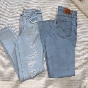 2 Pairs Levi Light Wash Skinny Jeans 27x30